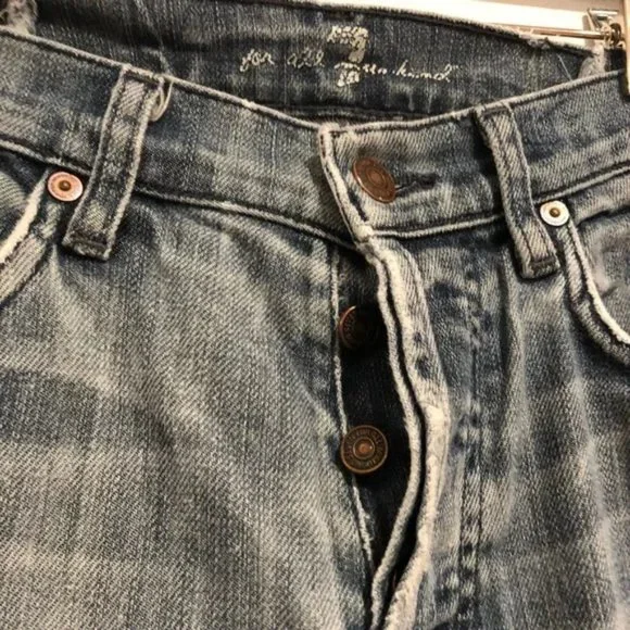 7 For All Mankind Jeans Blue Crop Dojo Size 28 #181 - Picture 4 of 7